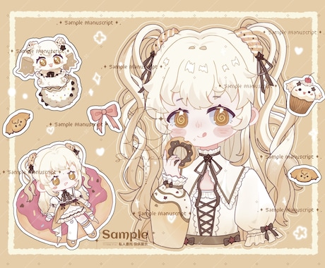 かわいいオリジナルのイラストを描きます ミニキャラ+普通頭身+小物セット！ イメージ1