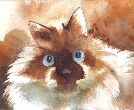 写真などからペットの絵、水彩でお描きします 複数の画像から一枚の画像に仕上げることもできます。 イメージ2