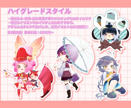 可愛い×個性派なミニキャライラスト描きます ​配信用の立ち絵、グッズ用など、幅広い用途に対応可能です！ イメージ2