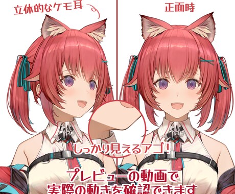 プロ品質な作画のVtuberモデル制作承ります 表情差分6種まで無償、トラッキングアプリ設定マニュアル付き イメージ2