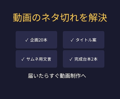 YouTubeの企画20本と台本2本を作成します 初心者・顔出しなしOK｜タイトルとサムネ文言まで一括提案 イメージ2