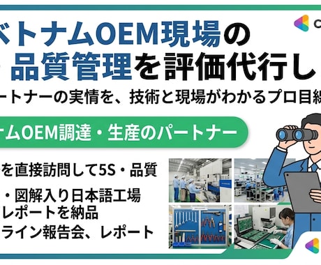 ベトナムOEM現場の5S・品質管理を評価代行します 現地パートナーの実情を、技術と現場がわかるプロ目線で判断 イメージ1