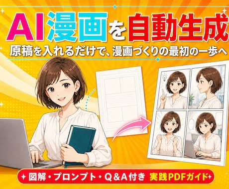 初心者が原稿からAI漫画自動作成ガイド提供します SNS・LP・Kindle・幅広く使えるテンプレ丸ごと収録 イメージ1