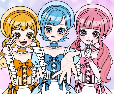ポップでキュート♪可愛いゆめかわイラスト描きます 激安&スピード出荷！(最短3日)アイコン/立ち絵/似顔絵など イメージ1