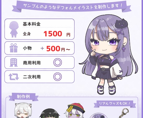 お値下げ中！全身ミニキャライラスト描きます 実績作りのため5人までお値下げ中です！ イメージ2