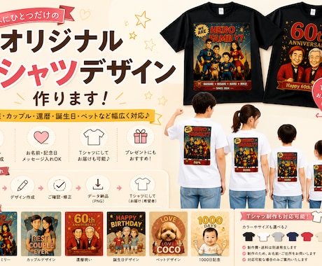 オリジナルTシャツデザイン作ります 世界にひとつだけの記念日Tシャツつくります。 イメージ1