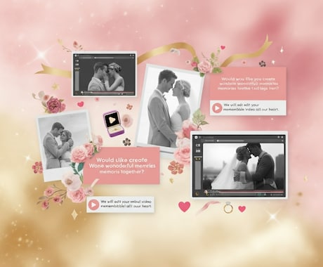感動の結婚式映像｜思い出を美しく編集します あなたの特別な日を、感動の瞬間を編集してお届け！ イメージ1
