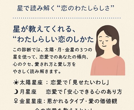 星が教えるあなたの恋愛傾向を診断します ホロスコープで読む恋愛傾向　太陽・月・金星からやさしく診断 イメージ2