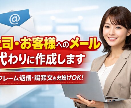 上司・お客様に送るメール、代わりに作成します クレーム返信・謝罪文も丸投げOK送信ボタンが押せない方へ。 イメージ1