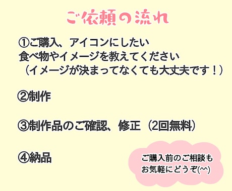 あなただけのゆるかわSNSアイコン描きます “好きな食べ物”であなただけのオリジナルアイコンを作ります♪ イメージ2