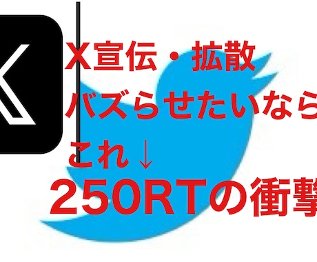 250RT以上Twitter50万人にX宣伝します Xバズらせたいならこれ！SNS宣伝・集客・拡散！ イメージ1