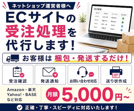 ECサイトの受注処理代行します 面倒な受注業務をまとめてサポート イメージ1