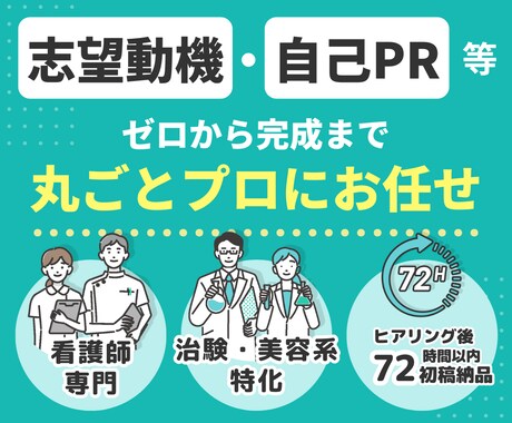 看護師の治験職・美容系の志望動機等作成します 治験職に届く志望動機など全てを言語化します イメージ1