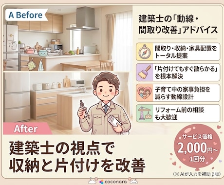 建築士の視点で収納と片付けを改善します 間取りと収納から改善提案いたします イメージ1