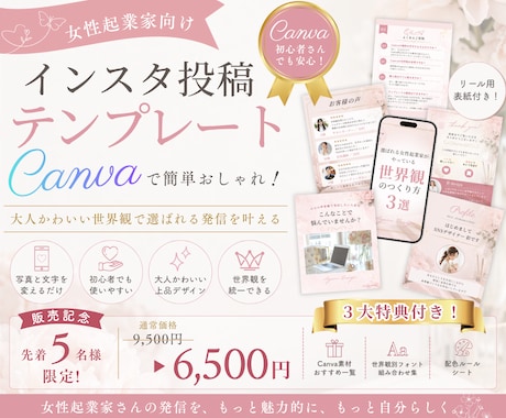 女性起業家向け♡インスタ投稿テンプレ販売します 大人かわいい世界観で選ばれる発信へ♡ イメージ1