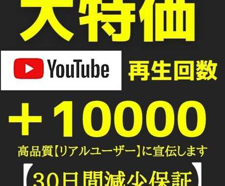 YouTube再生回数+10,000まで宣伝します ⭐️平均再生保持10秒〜30秒⭐️ イメージ1