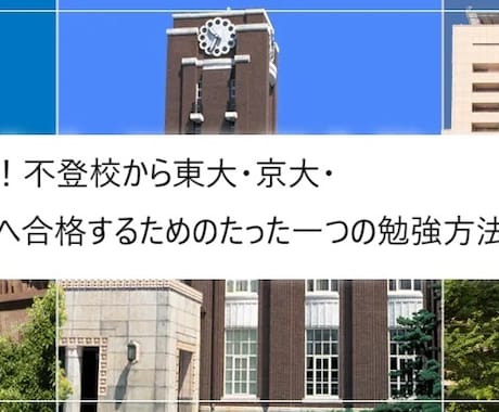 不登校から東大・京大・国立医学部合格の勉強教えます 東大・京大・国立医学部へ合格するための一つのシンプルな勉強法 イメージ1