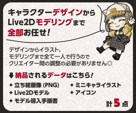 Vtuber用Live2Dモデル制作承ります 先着3名様限定割引価格です！サムネに便利なミニキャラつき！ イメージ2