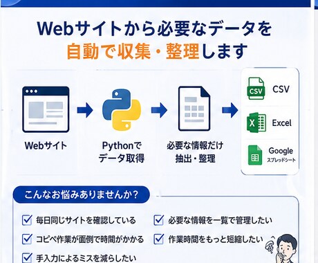 PythonでWebスクレイピングツール作成します Webデータ収集を自動化します イメージ2