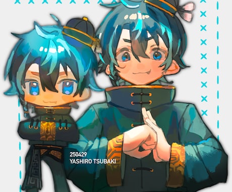 バストアップ1体+ミニキャラ1体を描きます 鮮やかな色調の厚塗りイラストを制作します イメージ2