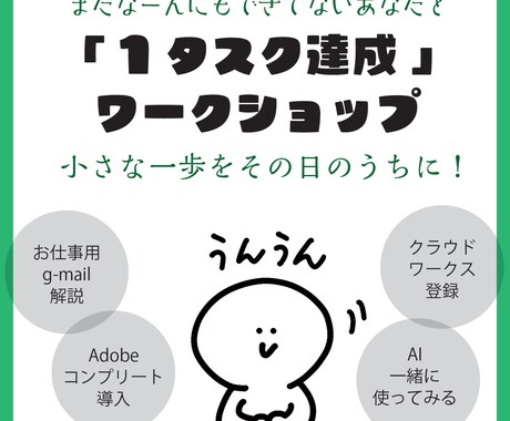 達成感！まだなんもしていないあなたを一歩進ませます ☆おうちでお仕事するための「1タスク達成」ワークショップ イメージ1