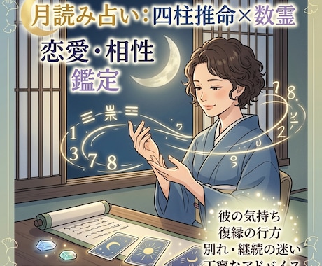 月読み占【四柱推命×数霊】彼の気持・相性鑑定します 彼の本音がほんのりみえてくる【3日以内・初回500円】 イメージ1