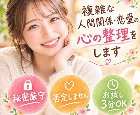 人に話せない】人間関係の悩み整理します 職場や家族との関係...人に話せない悩み聞きます イメージ1