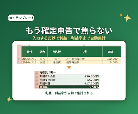 確定申告に使える売上経費管理表を作成します イメージ1