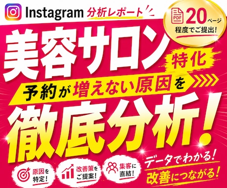 限定3名／予約が増えない本当の原因を徹底分析します Instagramからの予約導線を分析。改善レポート作成 イメージ1