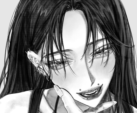 モノクロイラスト描きます 綺麗で目力のある女の子が得意です。 イメージ1