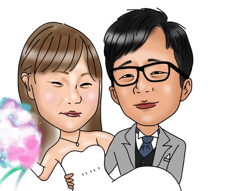 二人でもお値段変わらず！愛嬌ある似顔絵になります 恋人、友達、ご夫婦に！結婚や記念日などプレゼントに！ イメージ2