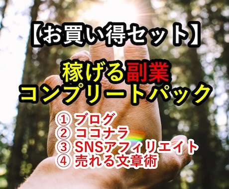 コンプリートパックで自分にマッチした稼ぎ方教えます 稼げな理由は、たった１つのノウハウにこだわるからです。 イメージ1