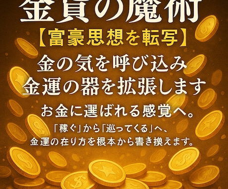 魔術富豪思想を転写金の氣を呼び込み器を拡張します お金に選ばれる感覚へ。「巡ってくる」へ、金運を書き換えます。 イメージ1
