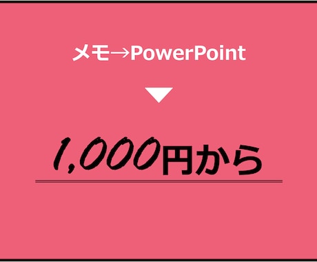 あなたのメモをPowerPoint資料にします 苦手な方も忙しい方も、面倒な作業から解放！グラフや表も！ イメージ1