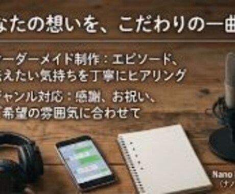 思い出や気持ちをオリジナルソングという形で残します テーマや思い出のエピソードをもとに、歌詞と楽曲を制作します イメージ2