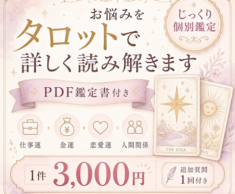 あなたのお悩みをタロットで詳しく読み解きます 心のモヤモヤを整理し、前へ進むためのヒントをPDFでお届け イメージ1