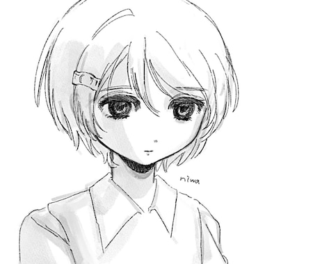 SNSアイコン/一枚絵 白黒イラストでお届けします イメージ1
