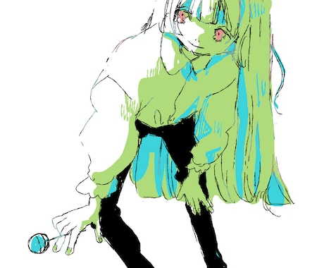退廃的ポップな世界観のニ色塗り。一枚絵を制作します 唯一無二のパンクな世界観！あなたに届けます。 イメージ2