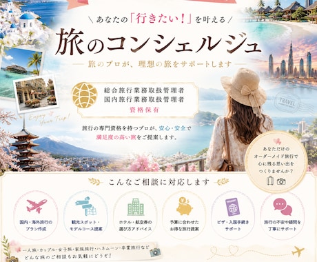 国内・海外旅行・ホテル選びのサポートをします 資格を持つ旅のコンシェルジュがあなたの旅をサポート イメージ1