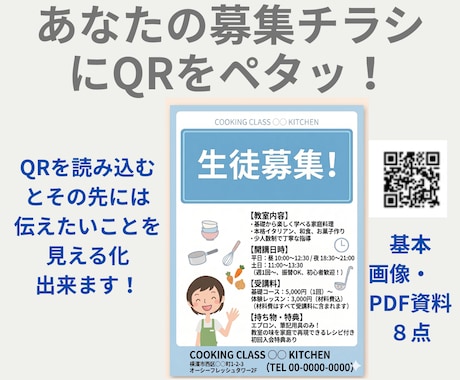生徒募集　ＱＲコードでチラシのパワーアップさせます 文字だけの募集はもう古い！ＱＲコードスマホで読み込み不安解消 イメージ1
