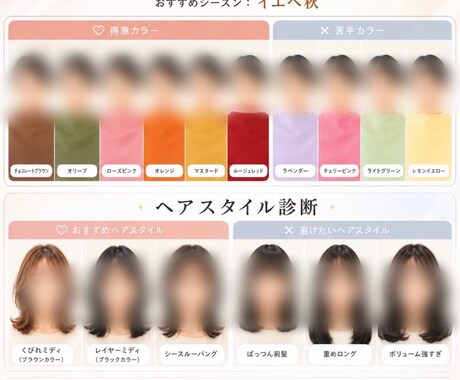 顔写真でカラー診断｜似合う色・髪型をご提案します シュミレーション画像&お客様専用レシピをお渡し♩ イメージ2