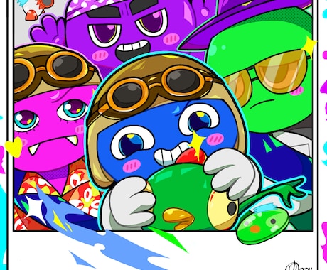 配信者おすすめデフォルメスタンプを描きます 彩度の高いイラストが好きな人大歓迎最大8点まで依頼可能 イメージ1