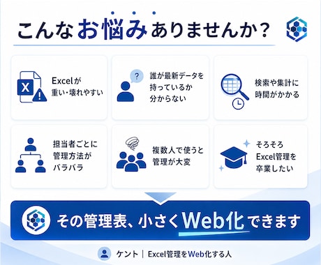 Excel管理を検索できるWeb管理画面にします 案件・顧客・在庫・日報など、管理表を小さくWeb化します イメージ2