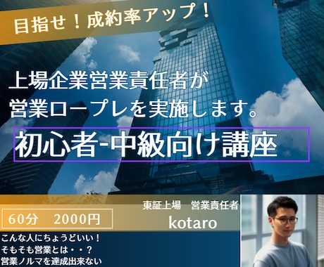 東証上場企業、営業責任者がロープレ相手をいたします 失敗大歓迎！あなたのトーク/クロージングの練習相手になります イメージ1