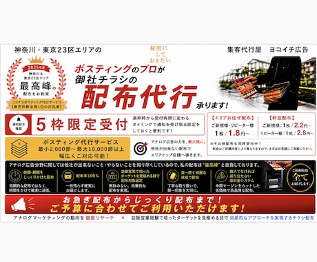 神奈川・東京23区ポスティング代行承ります 個人経営の専門業者だから実現出来る低料金×高品質な配布代行 イメージ1