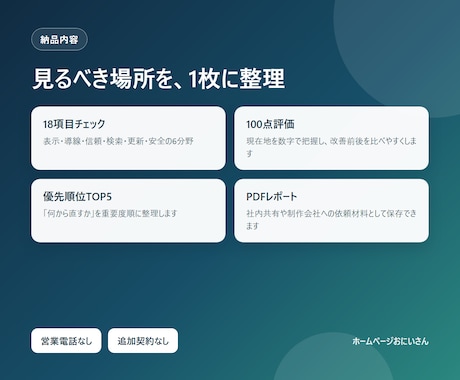 ホームページを18項目で個別診断します 公開URLだけで改善優先順位をPDFに整理 イメージ2