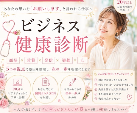 売れない原因をビジネス健康診断で見つけます 商品・言葉・発信・導線を整え、次の一歩を明確に イメージ1