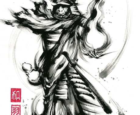 墨で侍や龍など描きます イメージ1
