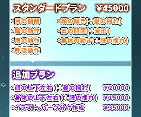 高可動域VTS対応Live2Dモデリング行います Vtuber活動等を初めての方に！正確丁寧な作業をいたします イメージ2