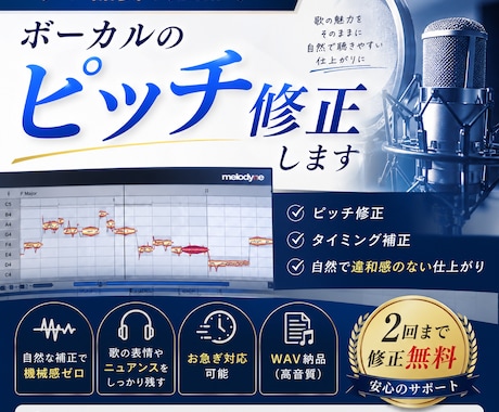 プロ品質でボーカルのピッチ・タイミング修正します イメージ1